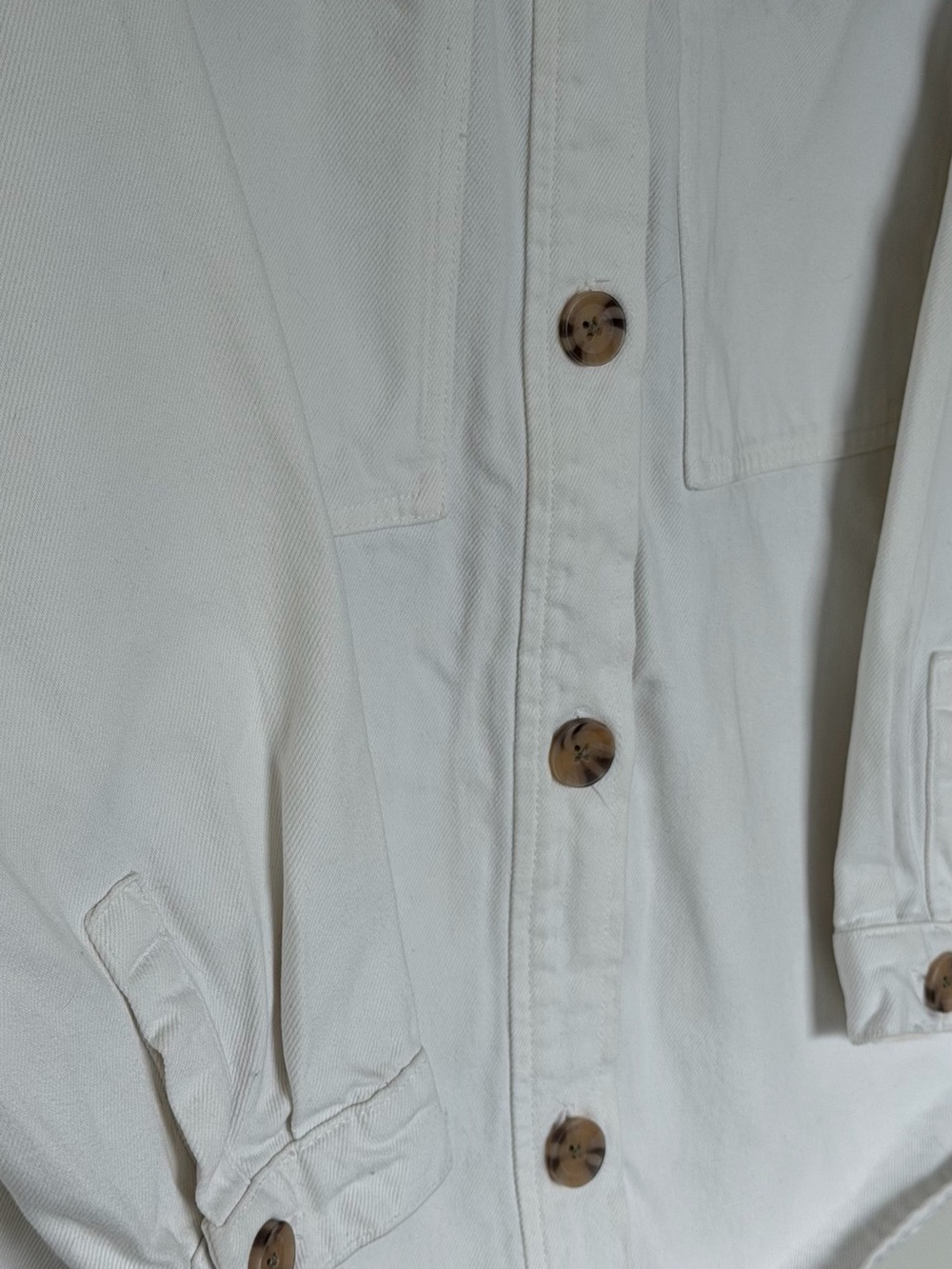 Zara Off-White Button-Front Oversized Shacket - Picture 3 of 5